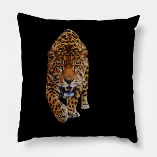 Jaguar Stalking, Love Big Cats, Tropical Animal Pillow by logiamerch