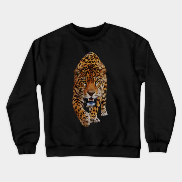Jaguar Stalking, Love Big Cats, Tropical Animal Crewneck Sweatshirt by logiamerch