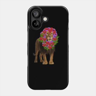 Lion with flower head, Love Lions, Big Cat Phone Case
