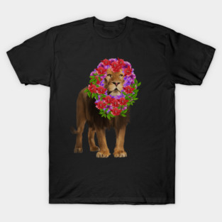 Lion with flower head, Love Lions, Big Cat T-Shirt