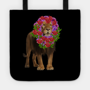Lion with flower head, Love Lions, Big Cat Tote