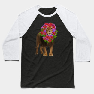 Lion with flower head, Love Lions, Big Cat Baseball T-Shirt