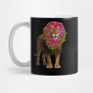 Lion with flower head, Love Lions, Big Cat Mug