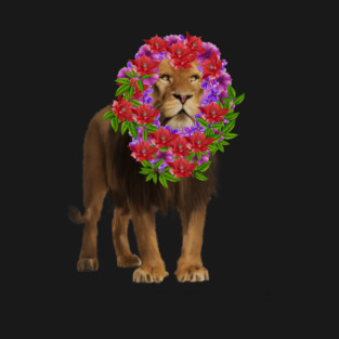 Lion with flower head, Love Lions, Big Cat T-Shirt