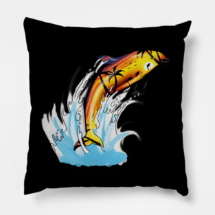 Dolphin with Sunset art, Love Dolphins Pillow