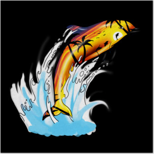 Dolphin with Sunset art, Love Dolphins Posters and Art