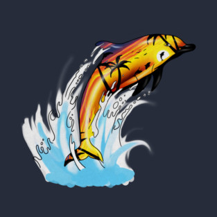 Dolphin with Sunset art, Love Dolphins T-Shirt
