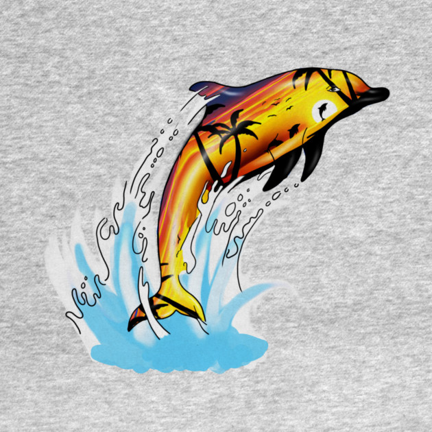 Dolphin with Sunset art, Love Dolphins by logiamerch