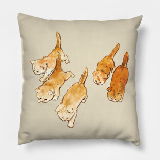 5 Orange Kittens Pillow