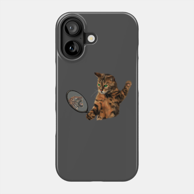 Funny Cat Motivational, Mirror Reflecting Tiger, Cat Lover Phone Case by logiamerch