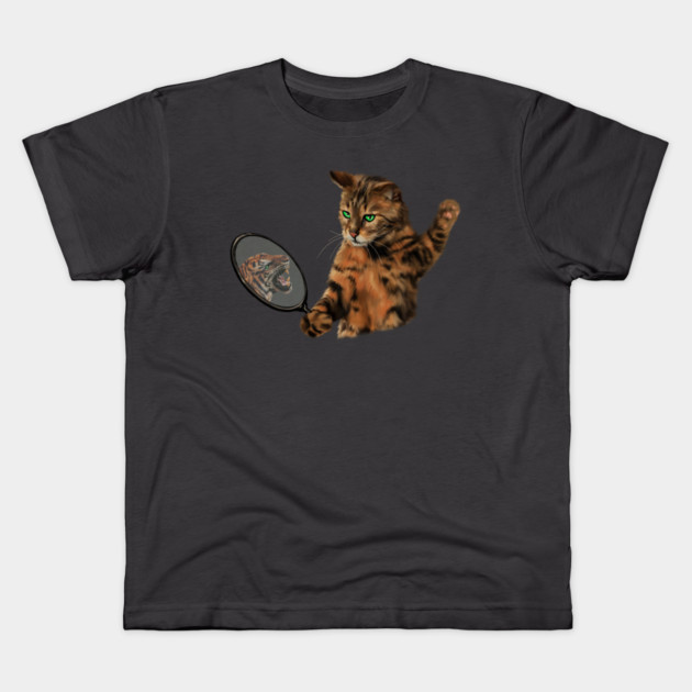 Funny Cat Motivational, Mirror Reflecting Tiger, Cat Lover Kids T-Shirt by logiamerch