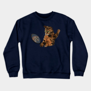 Funny Cat Motivational, Mirror Reflecting Tiger, Cat Lover Crewneck Sweatshirt