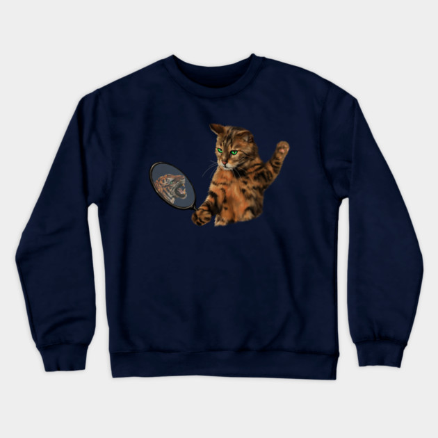 Funny Cat Motivational, Mirror Reflecting Tiger, Cat Lover Crewneck Sweatshirt by logiamerch