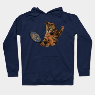Funny Cat Motivational, Mirror Reflecting Tiger, Cat Lover Hoodie