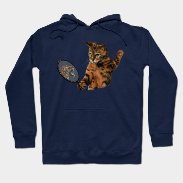 Funny Cat Motivational, Mirror Reflecting Tiger, Cat Lover Hoodie by logiamerch