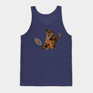 Funny Cat Motivational, Mirror Reflecting Tiger, Cat Lover Tank Top