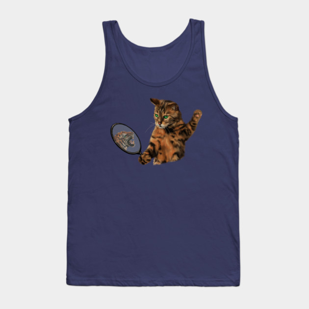 Funny Cat Motivational, Mirror Reflecting Tiger, Cat Lover Tank Top by logiamerch