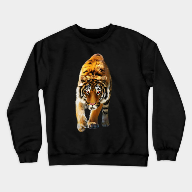 Tiger stalking, Love Tigers, Big Cat Crewneck Sweatshirt by logiamerch