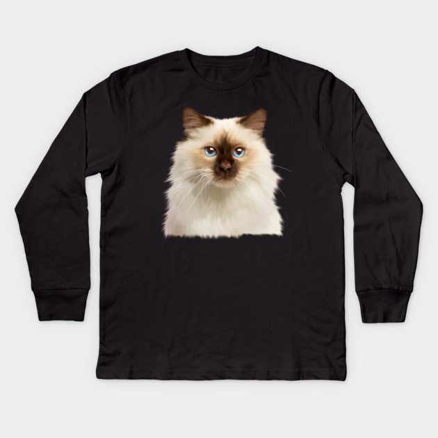 Ragdoll cat Face, Love Ragdoll cats, Cat Lover Kids Long Sleeve T-Shirt by logiamerch