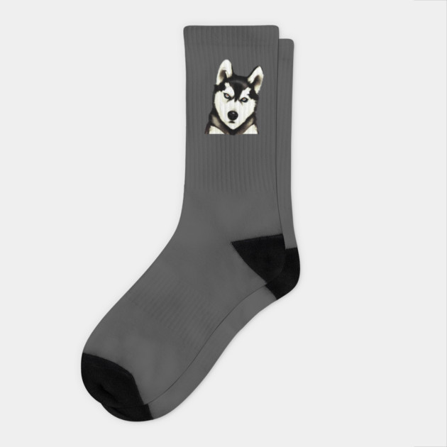 Husky Dog Face, Love Huskies, Dog Lover Socks by logiamerch