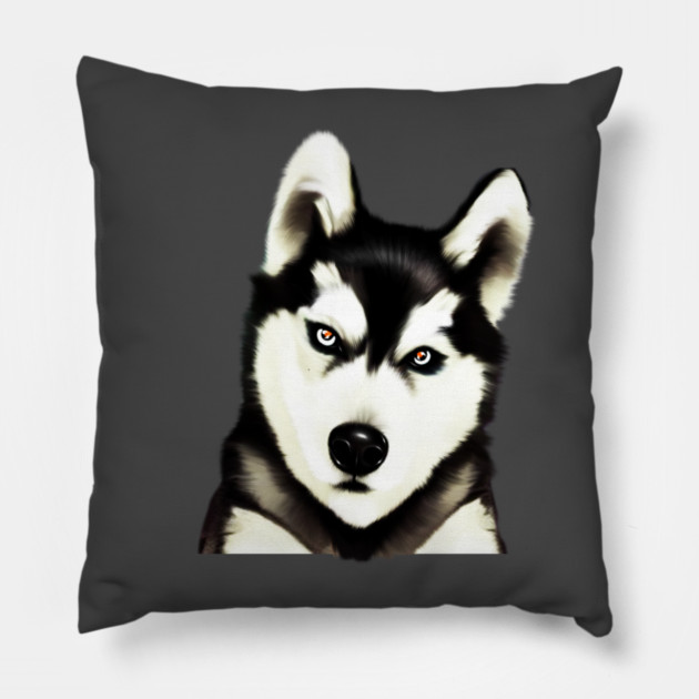 Husky Dog Face, Love Huskies, Dog Lover Pillow by logiamerch