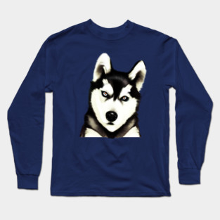 Husky Dog Face, Love Huskies, Dog Lover Long Sleeve T-Shirt