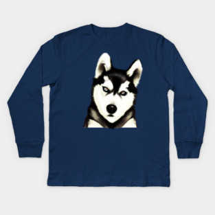 Husky Dog Face, Love Huskies, Dog Lover Kids Long Sleeve T-Shirt