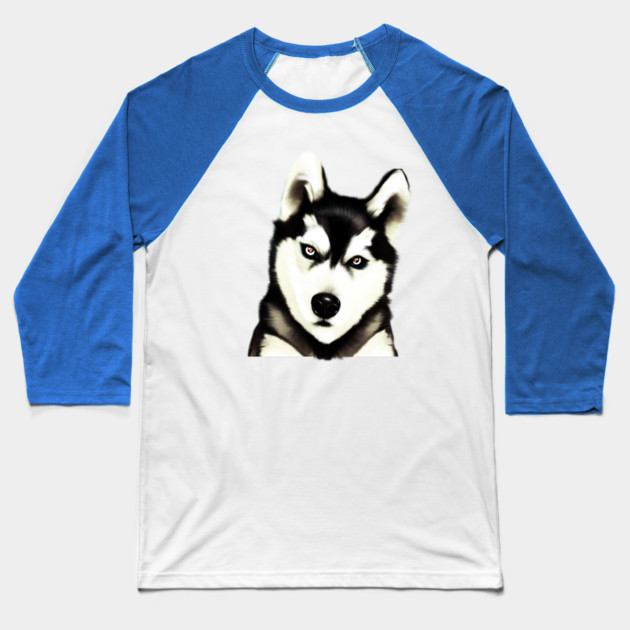 Husky Dog Face, Love Huskies, Dog Lover Baseball T-Shirt by logiamerch