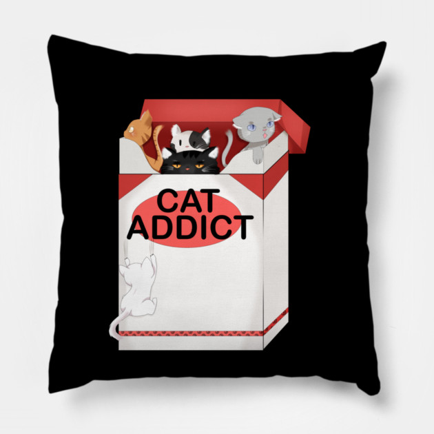 Cat Lover, Funny Cat Addict, Love Cute Cats Pillow by logiamerch