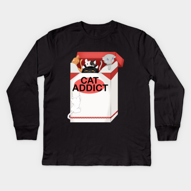 Cat Lover, Funny Cat Addict, Love Cute Cats Kids Long Sleeve T-Shirt by logiamerch