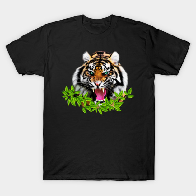 Tiger Roaring Tropical, Big Cat, Love Tigers T-Shirt by logiamerch