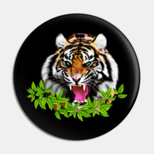 Tiger Roaring Tropical, Big Cat, Love Tigers Pin