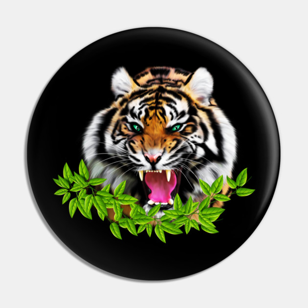 Tiger Roaring Tropical, Big Cat, Love Tigers Pin by logiamerch