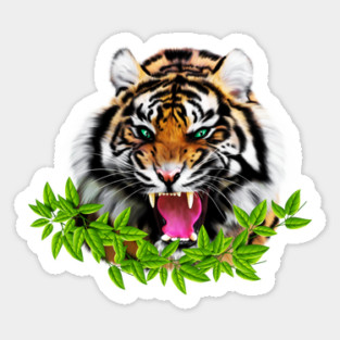 Tiger Roaring Tropical, Big Cat, Love Tigers Sticker