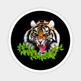 Tiger Roaring Tropical, Big Cat, Love Tigers Magnet