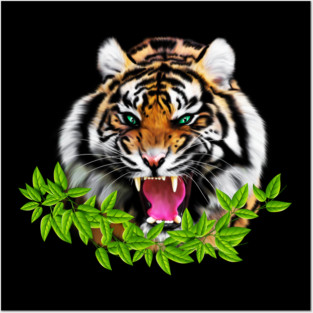 Tiger Roaring Tropical, Big Cat, Love Tigers Posters and Art