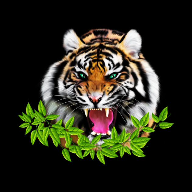 Tiger Roaring Tropical, Big Cat, Love Tigers by logiamerch