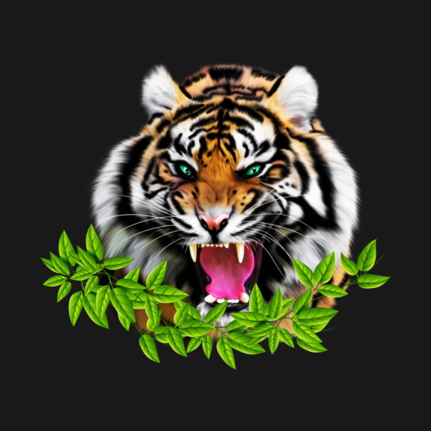 Tiger Roaring Tropical, Big Cat, Love Tigers by logiamerch
