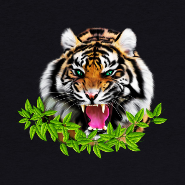 Tiger Roaring Tropical, Big Cat, Love Tigers by logiamerch