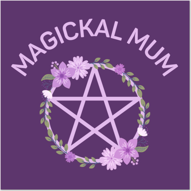 Magickal Mum Purple Lilac Floral Pentacle Cheeky Witch® Wall Art by Cheeky Witch