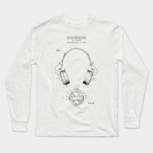 HEADPHONES patent Long Sleeve T-Shirt