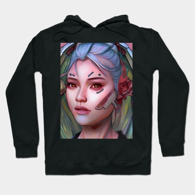 Cyber Girl With Earphones Hoodie by animegirlnft