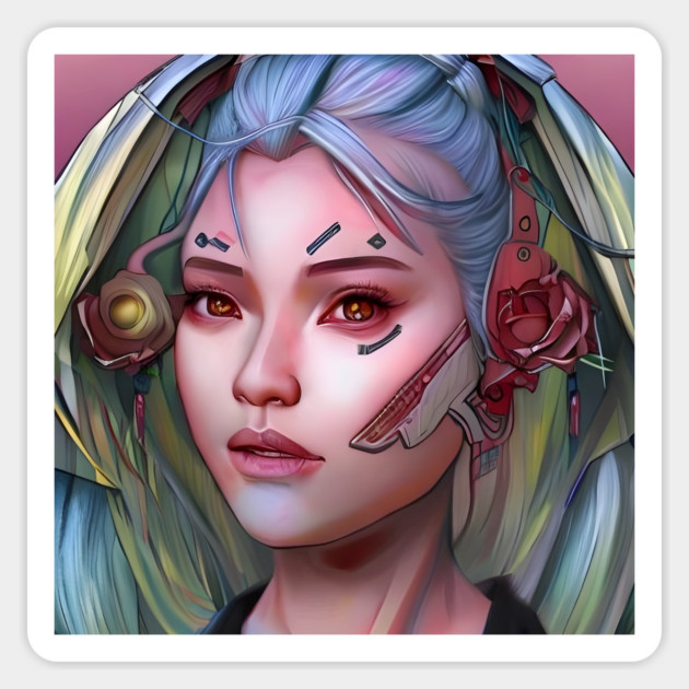 Cyber Girl With Earphones Magnet by animegirlnft