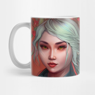 witchy girl manga fashion with yellow eyes Mug