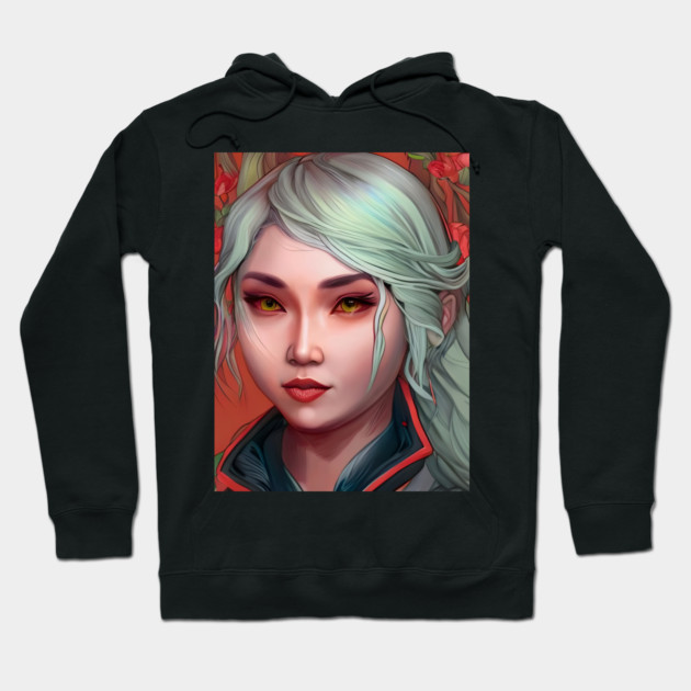 witchy girl manga fashion with yellow eyes Hoodie by animegirlnft