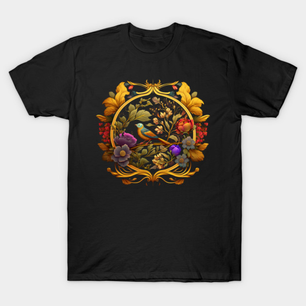 Bird with Floral Ornament T-Shirt by logiamerch