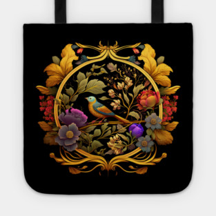 Bird with Floral Ornament Tote