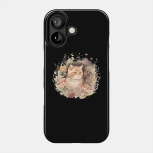 Cat in Floral Ornament, Love Cats Phone Case