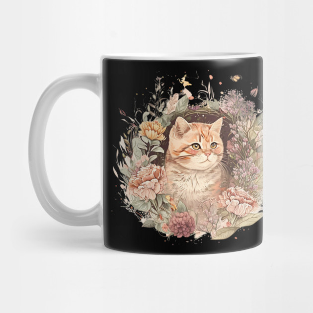Cat in Floral Ornament, Love Cats by logiamerch