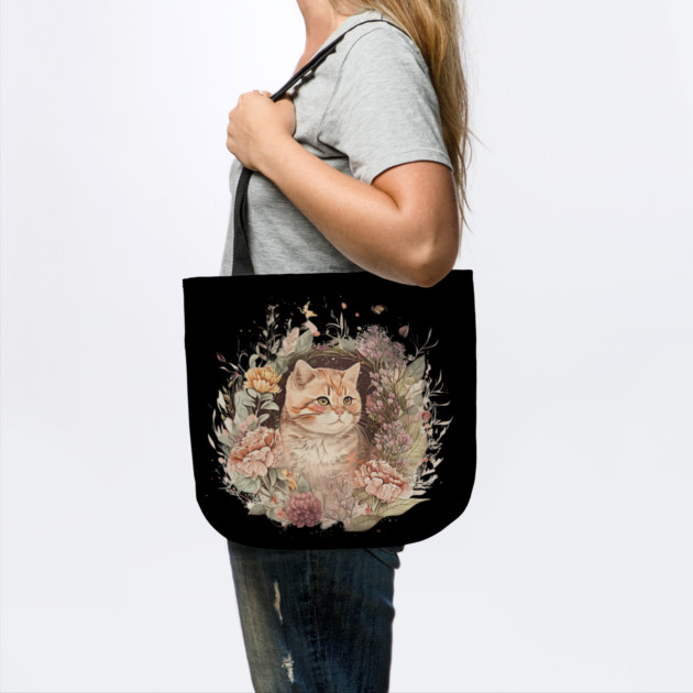 Cat in Floral Ornament, Love Cats by logiamerch